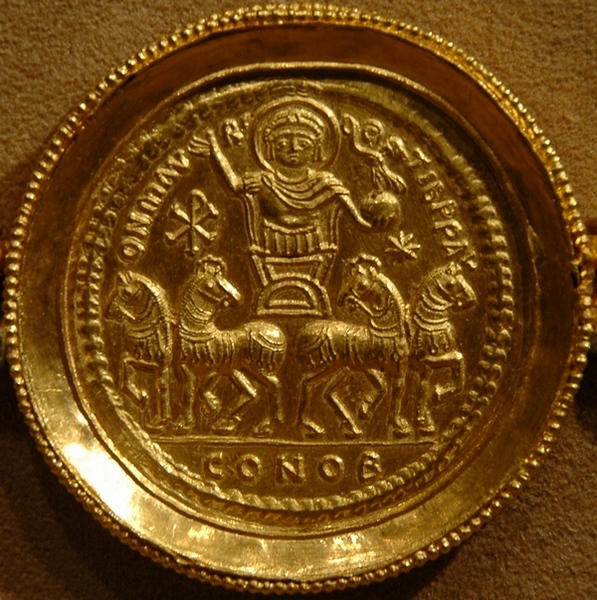 Maurice in a chariot, coin