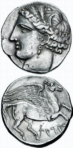 Carthaginian coin from the First Punic War