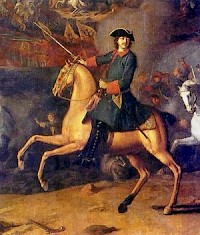 Peter the Great al Poltava (Painting by Louis Karavack, Hermitage)