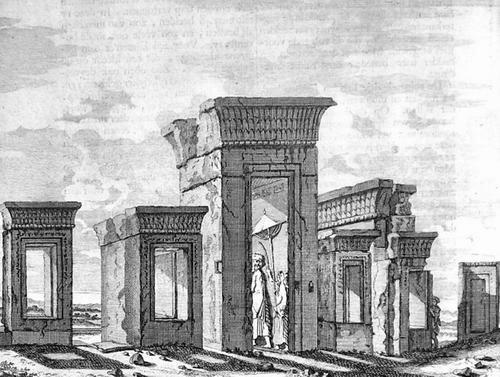 Persepolis, Palace of Darius, Drawing by Cornelis de Bruijn