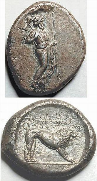 Coin of Hecatomnus (Zeus and lion)