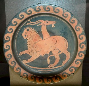 Greek plate with a picture of the Chimaera. Louvre, Paris (France)