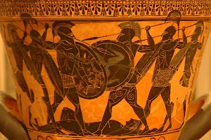 The fight for the body of Patroclus. National Archaeological Museum, Athens (Greece)
