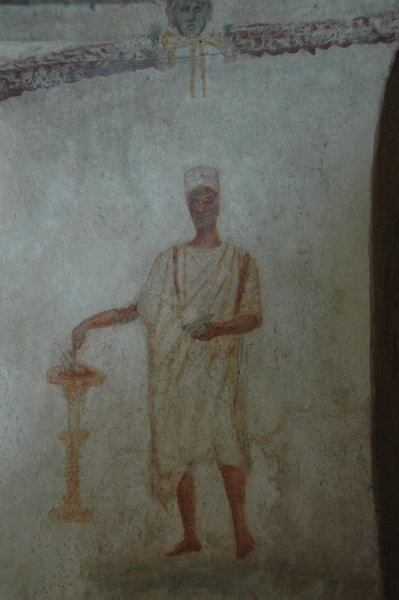 Janzur, Tomb painting, Priest pooring a libation