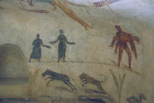 Janzur, Tomb painting: a man carrying someone's body