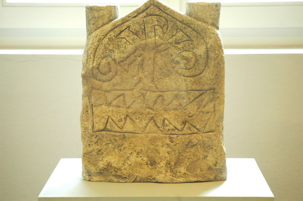 Trier, Frankish tombstone with christogram