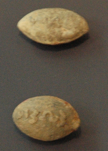 Olynthus, Slingstones with inscription