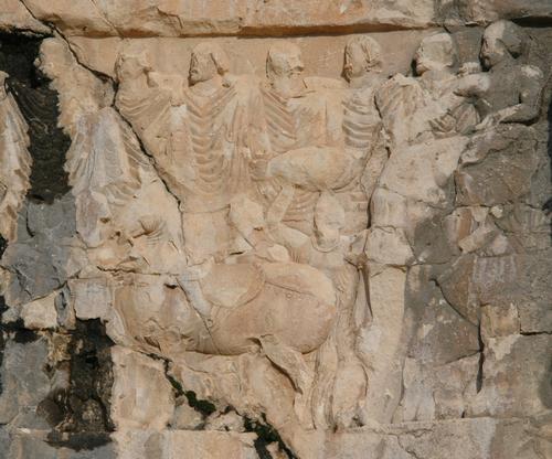Bishapur, Relief 3, Tribute bearers with an elephant