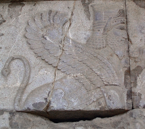 Persepolis, Apadana, East Stairs, Central frieze, Sphinx