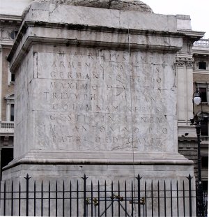 Rome, Column of Marcus Aurelius, pedestal with inscription