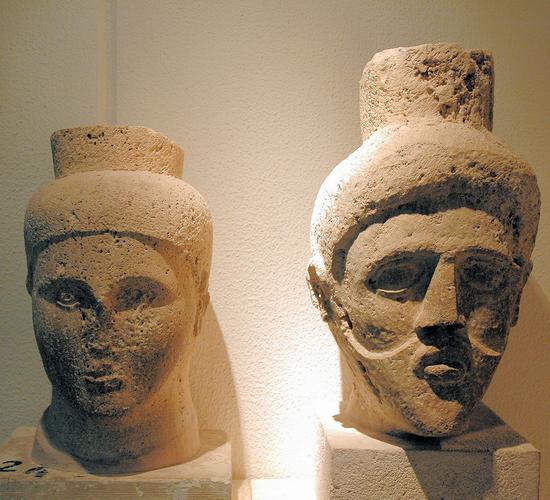 Lepcis Magna, Heads of two Punic magistrates