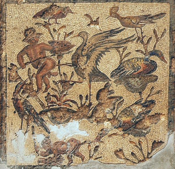 Villa of Dar Buc Ammera, seasons mosaic, Nilotic scene (2)
