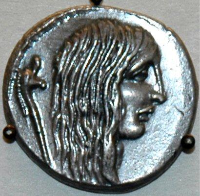 Coin of Caesar, showing a Gallic captive