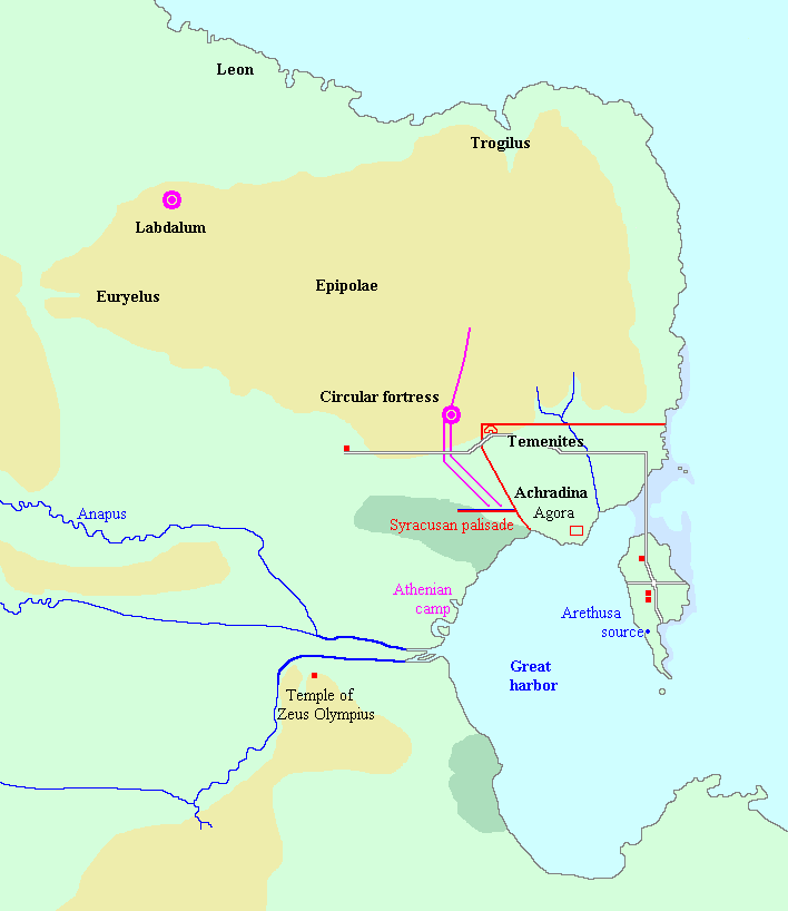 Map of the siege of Syracuse, stage 2