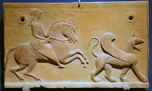 Rider and griffin: Phrygian antefix from the early Achaemenid period