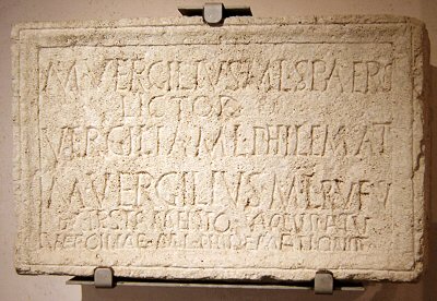 Rome, Tombstone of a lictor named Marcus Vergilius