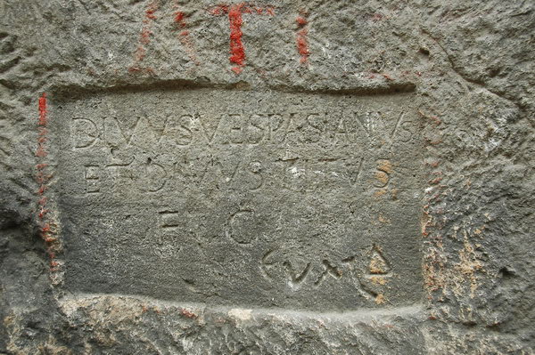 Seleucia in Pieria, Tunnel, Dedication to Vespasian and Titus