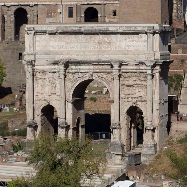 Rome, Forum Romanum, Arch of Severus, Seen from the temple of Faustina