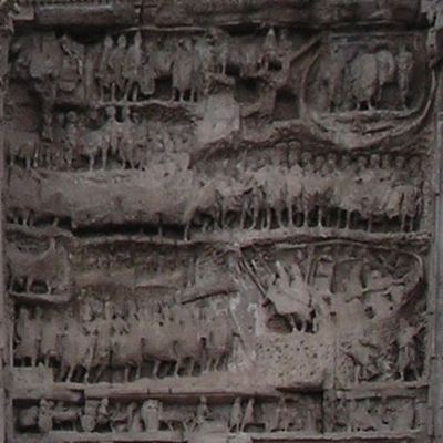 Rome, Forum Romanum, Arch of Severus, Damaged relief east right: Surrender of Edessa