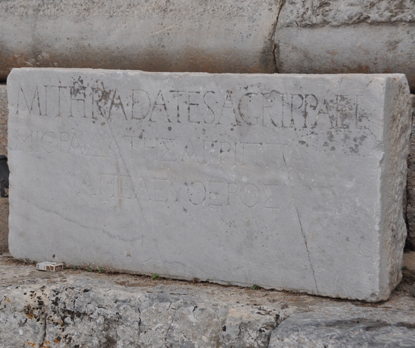 Ephesus, Marble Street, inscription of Mithradates, freedman of Agrippa