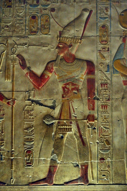 Abydos, Sety I, wearing the double pschent crown