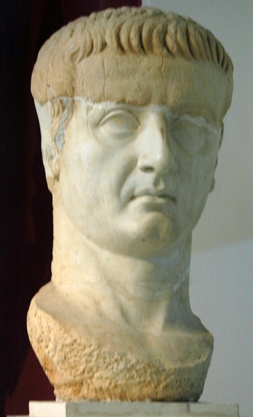 Lepcis, Theater, portrait of Tiberius