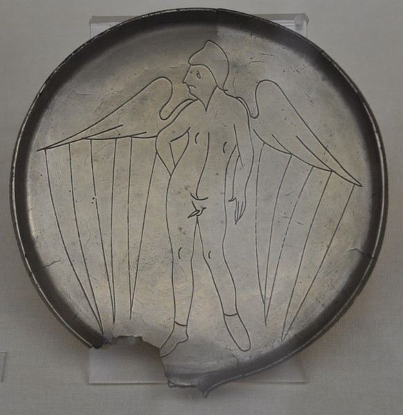 Etruscan mirror with a genius (cleaned)