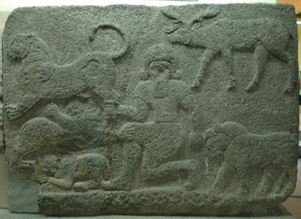 Karchemish, Neo-Hittite relief of a hero with animals