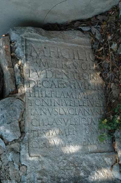 Philippi, tombstone, recycled as pavement of the Via Egnatia
