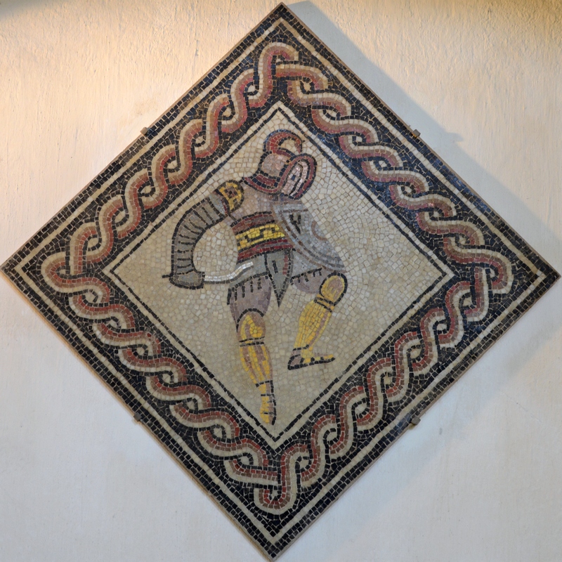 Reims, Mosaic of a gladiator (thraex)