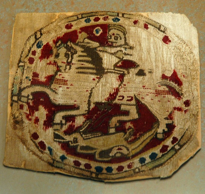 Byzantine silk with St. Demetrius or St George