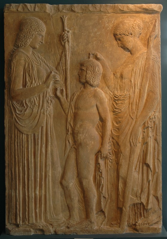 Eleusis, Relief of Demeter, Triptolemus, and Kore
