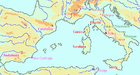 Map of the Second Punic War, first stage