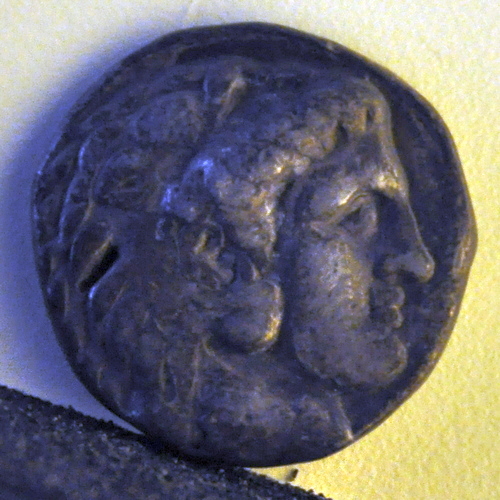 Alexander the Great on a coin of Philip Arrhidaeus