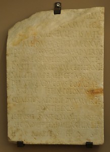 Tombstone of Q. Aemilius Secundus, who conducted Quirinius' census in Apamea in Syria (CIL 03.6687)