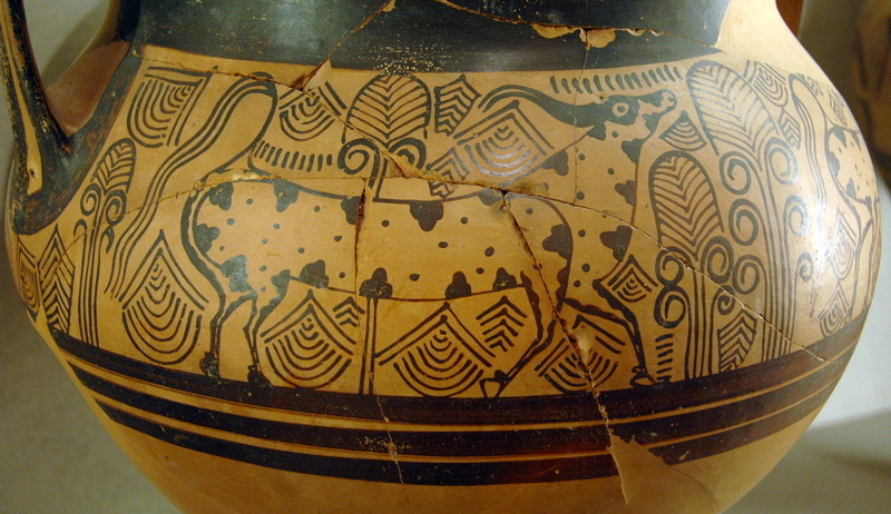 Rhodes, Mycenaean jar with a bull (LH IIIa2)