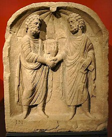 Relief showing the two mayors of a Roman town