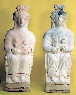 Two statuettes of the Matres (with traces of paint)