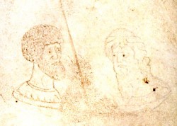 Double portrait of Ptolemy in a medieval manuscript from Bruges