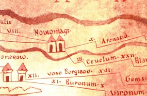 Peutinger map: Noviomagus and Ceuclum
