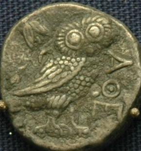 Bactrian imitation of an Athenian coin