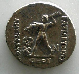 Zeus on a coin of Antimachus I Theos