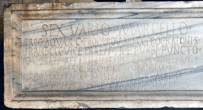 Velitrae, Tomb of Varius Marcellus, Latin inscription