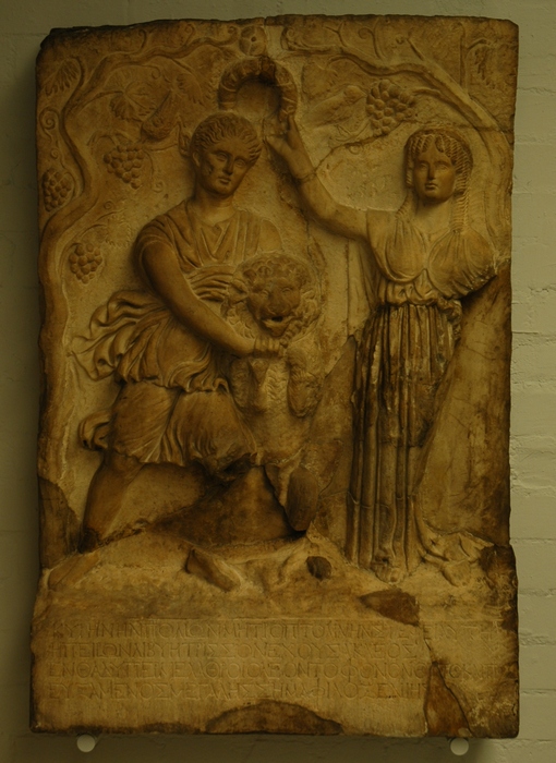 Cyrene, Temple of Aphrodite, Relief of the nymph killing a lion