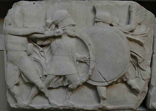 Xanthus, Tomb of the Nereids, Relief of hoplites doing battle