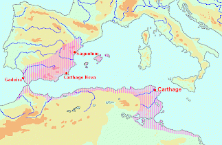 Map of the Carthaginian Empire (c.220 BCE)