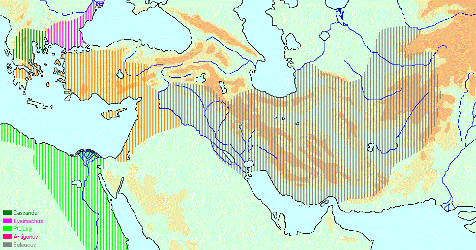 Map of the Hellenistic Kingdoms in c.301 BCE