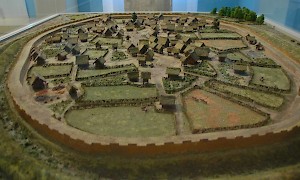 Model of the Eburonian settlement at Hambach-Niederzier, which was abandoned after the mid-first century BCE. Rheinisches Landesmuseum, Bonn (Germany).