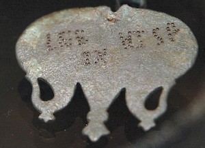 Bronze object mentioning LEG HISP IX, from Ewijk
