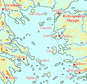 Map of the Aegean campaign of Pharnabazus III